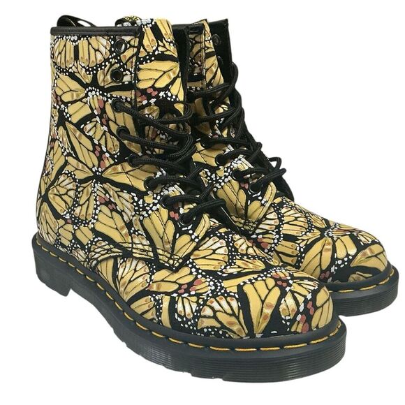 Dr Martens Boots Women Size 7 Yellow Black 1460 Butterfly...